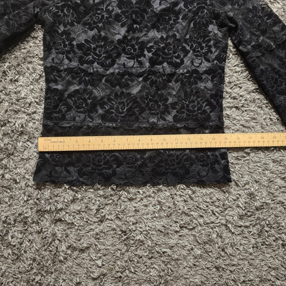 Guess Los Angeles Womens Black Floral Lace Off The Shoulder 3/4 Sleeve Top M - Picture 2 of 5